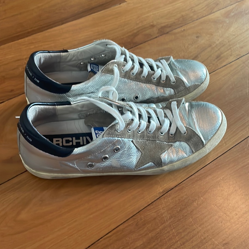 Mens Golden Goose Felix Brand Silver Sneakers In Size 43 Mens